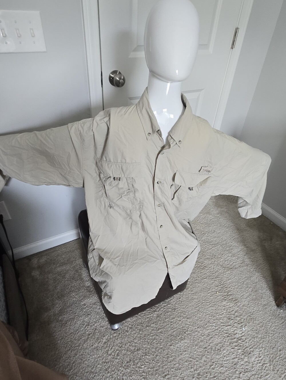 Columbia PFG Long Sleeve Shirt Men's XLT Tan Vented Performance Fishing Gear